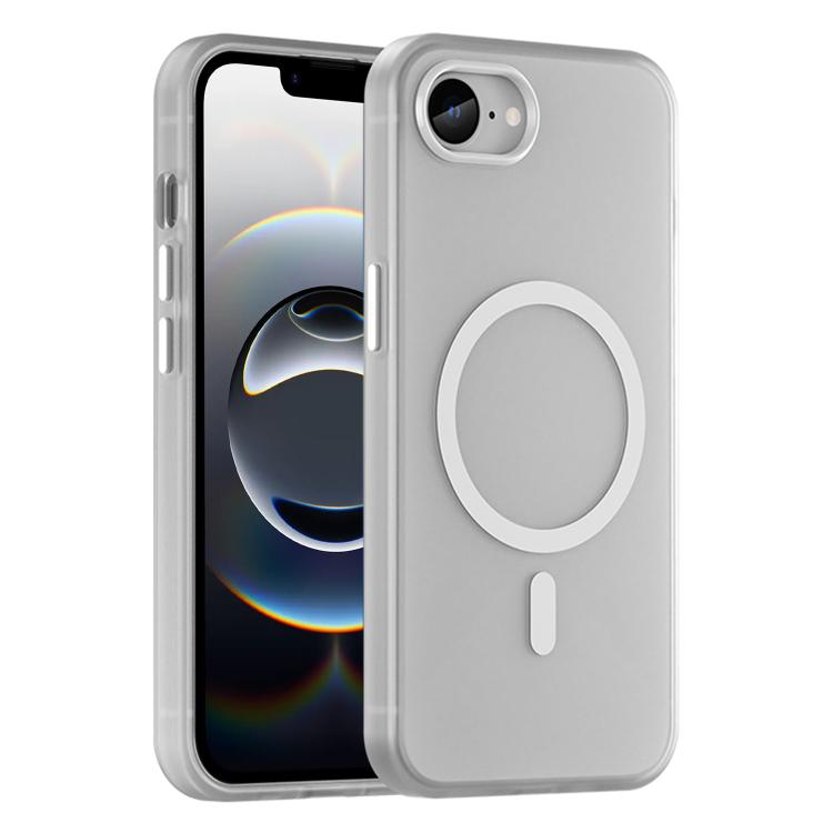 For iPhone 16e MagSafe Frosted Translucent TPU + PC Full Coverage Phone Case(White)