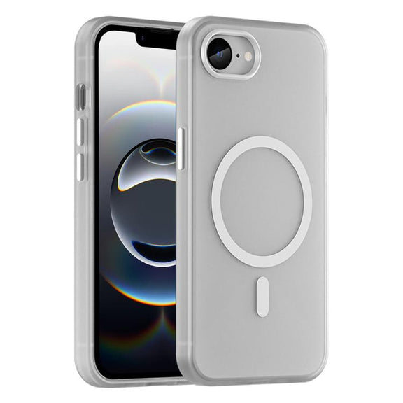 For iPhone 16e MagSafe Frosted Translucent TPU + PC Full Coverage Phone Case(White)