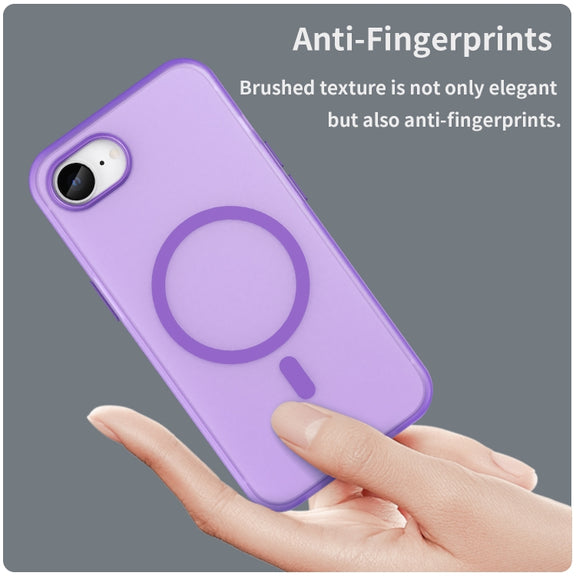 For iPhone 16e MagSafe Frosted Translucent TPU + PC Full Coverage Phone Case(Dark Purple)