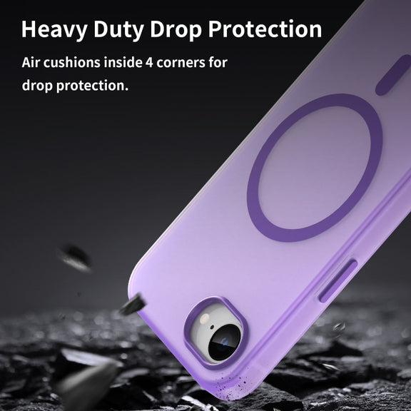 For iPhone 16e MagSafe Frosted Translucent TPU + PC Full Coverage Phone Case(Dark Purple)