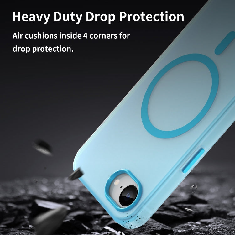 For iPhone 16e MagSafe Frosted Translucent TPU + PC Full Coverage Phone Case(Blue)