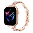 For Apple Watch SE 40mm Leopard Rhinestones Metal Chain Watch Band(Rose Gold) - Watch Bands by PMC TechLife | Online Shopping South Africa | PMC TechLife