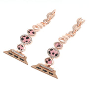 For Apple Watch Series 2 38mm Leopard Rhinestones Metal Chain Watch Band(Rose Gold)