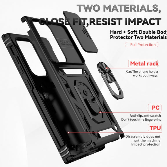 For Samsung Galaxy S24 Ultra 5G Sliding Camshield Holder Phone Case(Black)