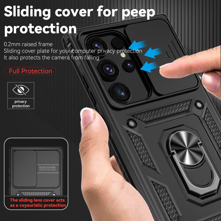 For Samsung Galaxy S24 Ultra 5G Sliding Camshield Holder Phone Case(Black)