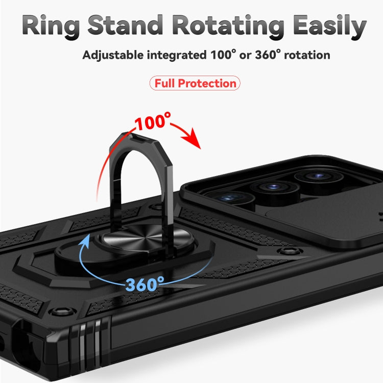 For Samsung Galaxy S24 Ultra 5G Sliding Camshield Holder Phone Case(Black)