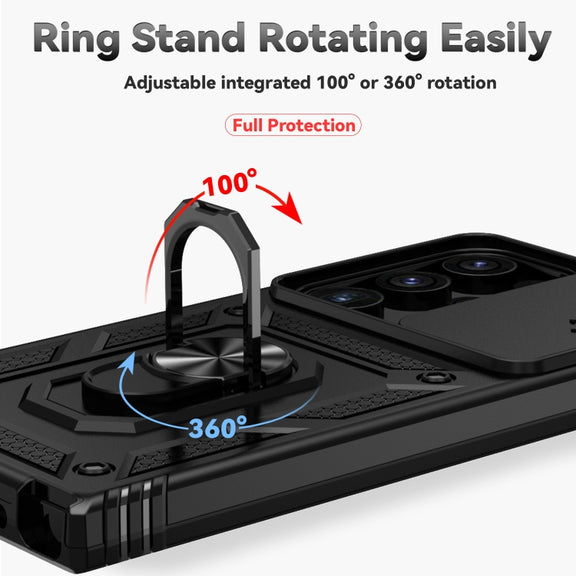 For Samsung Galaxy S24 Ultra 5G Sliding Camshield Holder Phone Case(Black)