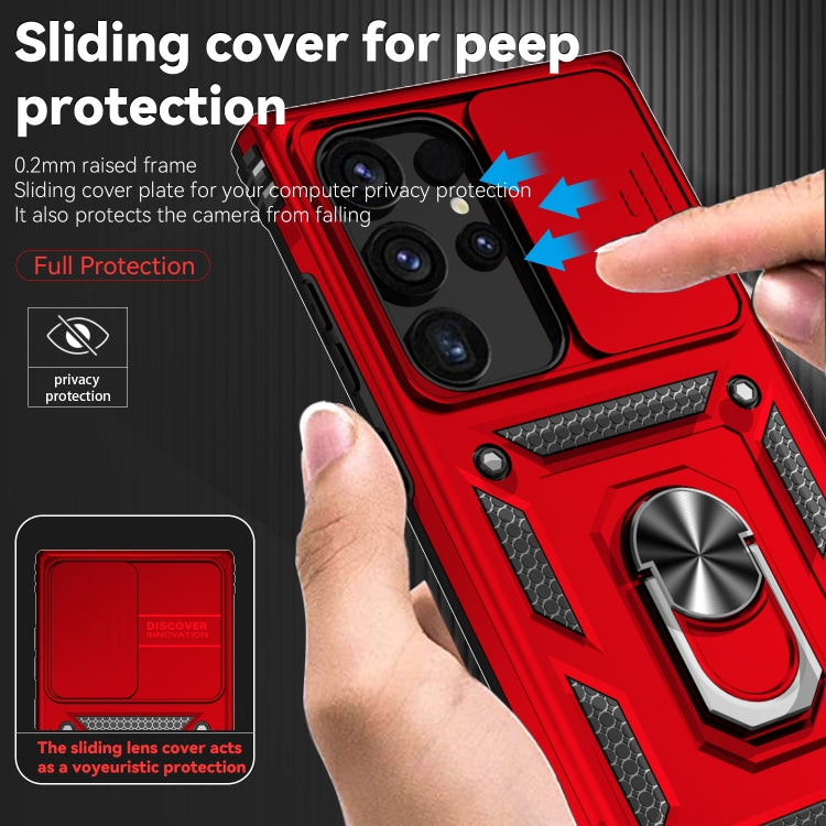 For Samsung Galaxy S24 Ultra 5G Sliding Camshield Holder Phone Case(Red)