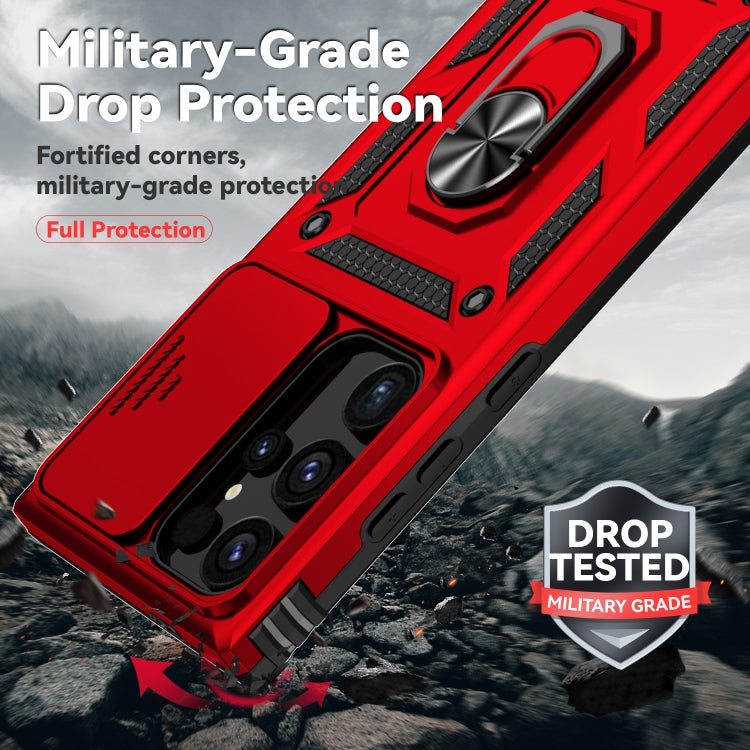 For Samsung Galaxy S24 Ultra 5G Sliding Camshield Holder Phone Case(Red)