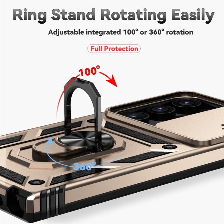 For Samsung Galaxy S24 Ultra 5G Sliding Camshield Holder Phone Case(Gold)