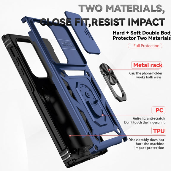 For Samsung Galaxy S24 Ultra 5G Sliding Camshield Holder Phone Case(Blue)