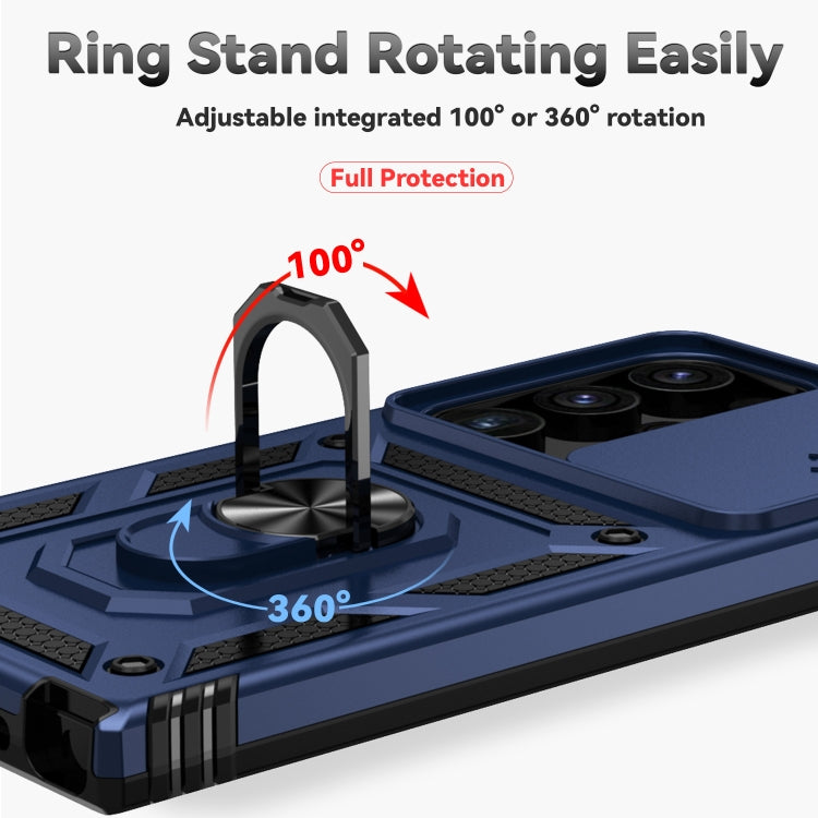 For Samsung Galaxy S24 Ultra 5G Sliding Camshield Holder Phone Case(Blue)