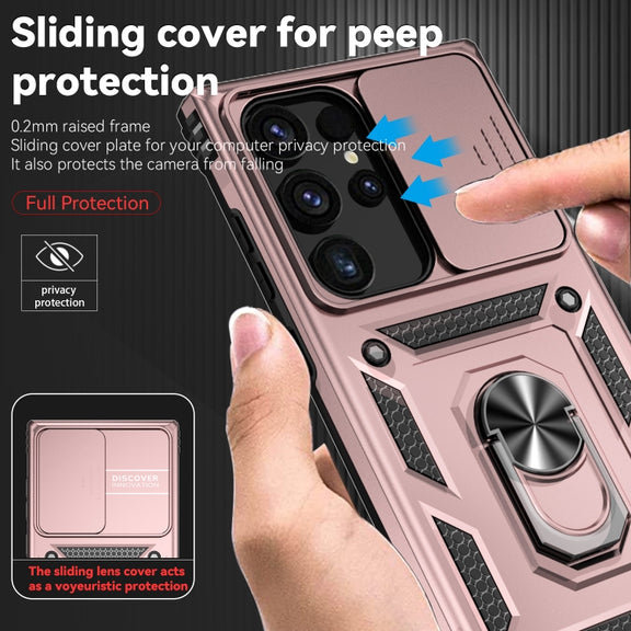 For Samsung Galaxy S24 Ultra 5G Sliding Camshield Holder Phone Case(Rose Gold)