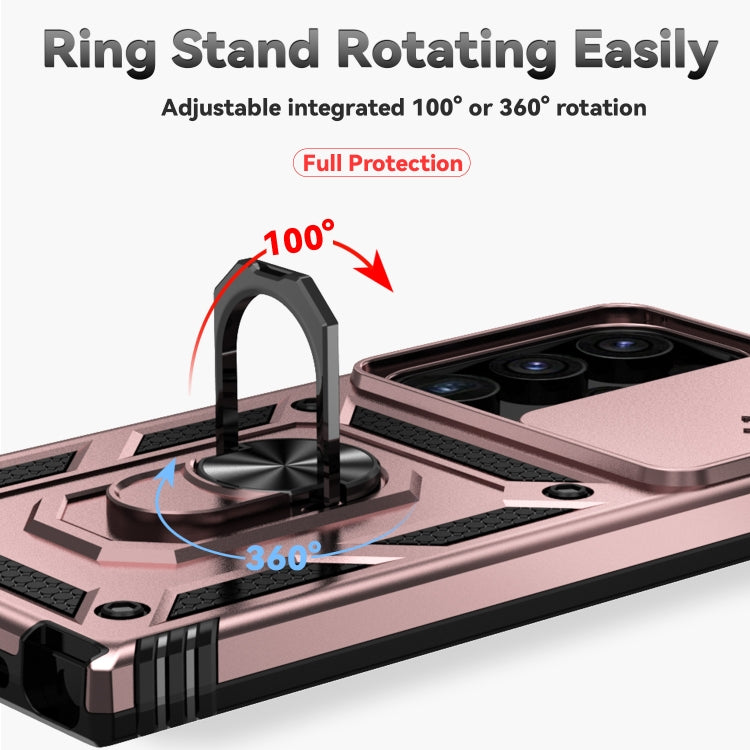 For Samsung Galaxy S24 Ultra 5G Sliding Camshield Holder Phone Case(Rose Gold)
