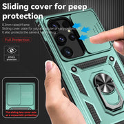 For Samsung Galaxy S24 Ultra 5G Sliding Camshield Holder Phone Case(Dark Green)