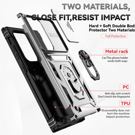 For Samsung Galaxy S24 Ultra 5G Sliding Camshield Holder Phone Case(Silver)