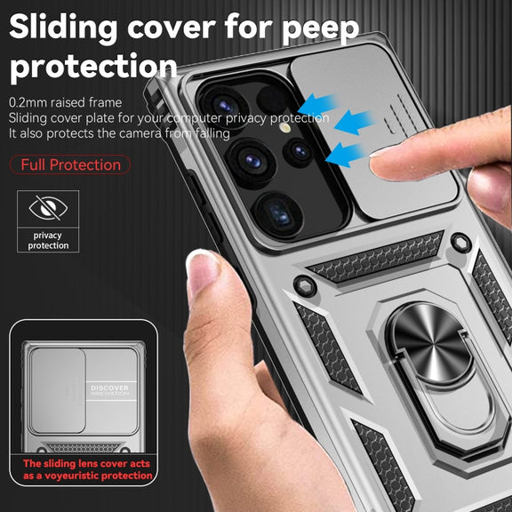 For Samsung Galaxy S24 Ultra 5G Sliding Camshield Holder Phone Case(Silver)