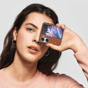 For OPPO Find N2 Flip V-shaped Folding Phone Case(Brown)