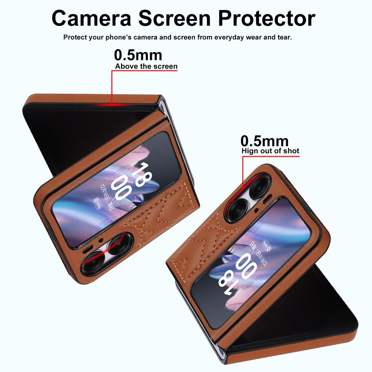 For OPPO Find N2 Flip V-shaped Folding Phone Case(Brown)