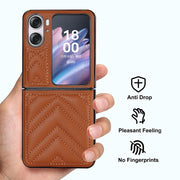 For OPPO Find N2 Flip V-shaped Folding Phone Case(Brown)