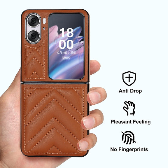 For OPPO Find N2 Flip V-shaped Folding Phone Case(Brown)