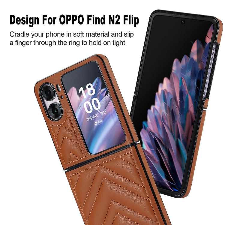 For OPPO Find N2 Flip V-shaped Folding Phone Case(Brown)