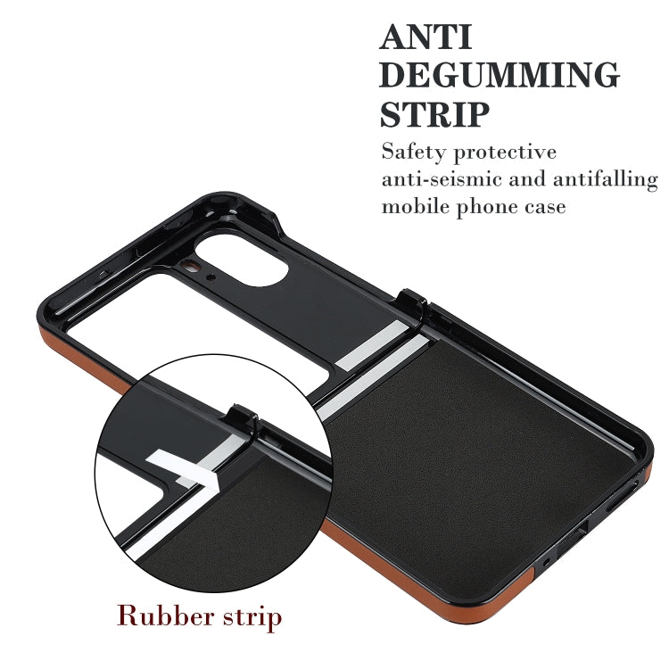 For OPPO Find N2 Flip V-shaped Folding Phone Case(Brown)
