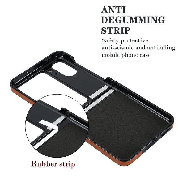 For OPPO Find N2 Flip V-shaped Folding Phone Case(Brown)