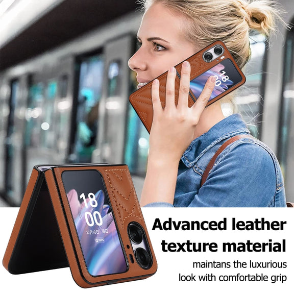 For OPPO Find N2 Flip V-shaped Folding Phone Case(Brown)
