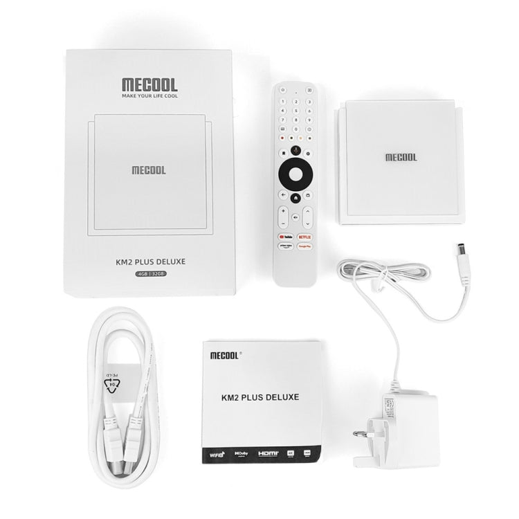 MECOOL KM2 Plus Android 11 Dual-band WiFi Smart Voice TV Box 4GB+32GB, EU Plug(White)