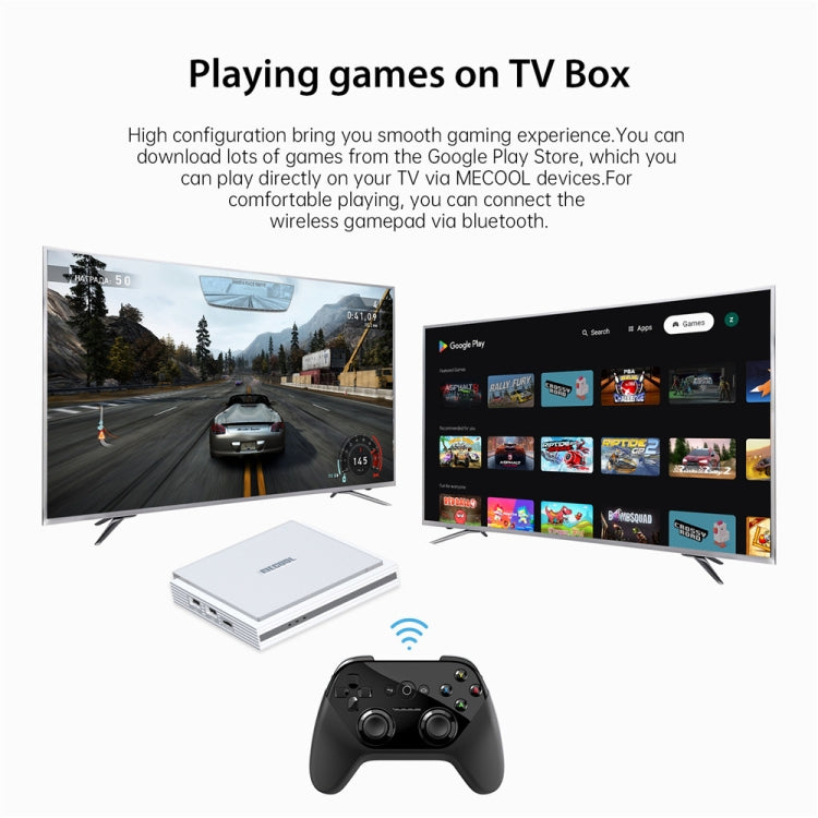 MECOOL KM2 Plus Android 11 Dual-band WiFi Smart Voice TV Box 4GB+32GB, EU Plug(White)