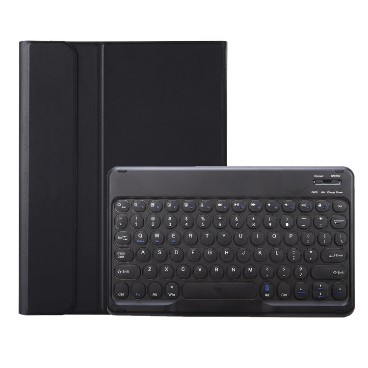 For Samsung Galaxy Tab S10 FE / S9 FE / S9 Candy Color TPU Round Keycap Bluetooth Keyboard Leather Case with Pen Slot(Black)