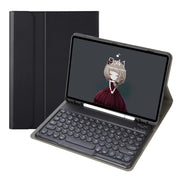For Samsung Galaxy Tab S10 FE / S9 FE / S9 Candy Color TPU Round Keycap Bluetooth Keyboard Leather Case with Pen Slot(Black)