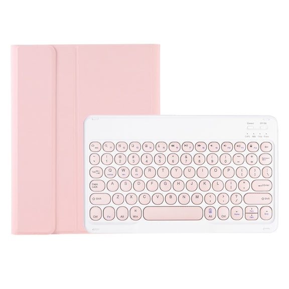 For Samsung Galaxy Tab S9 FE Candy Color TPU Round Keycap Bluetooth Keyboard Leather Case with Pen Slot(Pink)