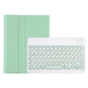 For Samsung Galaxy Tab S10 FE / S9 FE / S9 Candy Color TPU Round Keycap Bluetooth Keyboard Leather Case with Pen Slot(Light Green)