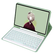For Samsung Galaxy Tab S10 FE / S9 FE / S9 Candy Color TPU Round Keycap Bluetooth Keyboard Leather Case with Pen Slot(Light Green)