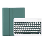 For Samsung Galaxy Tab S9 FE Candy Color TPU Round Keycap Bluetooth Keyboard Leather Case with Pen Slot(Dark Green)