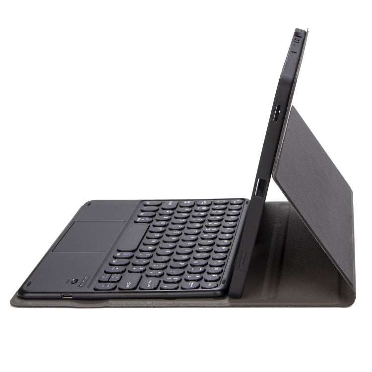 For Samsung Galaxy Tab S9 FE Candy Color TPU Round Keycap Touch Bluetooth Keyboard Leather Case(Black)