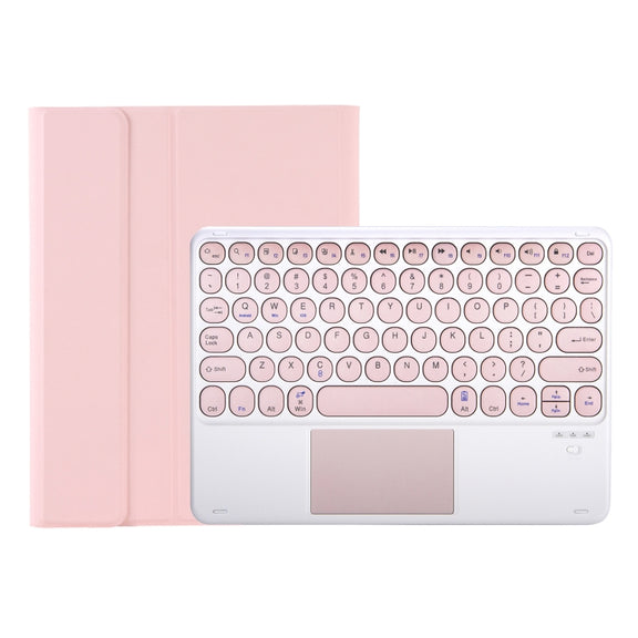 For Samsung Galaxy Tab S9 FE Candy Color TPU Round Keycap Touch Bluetooth Keyboard Leather Case(Pink)