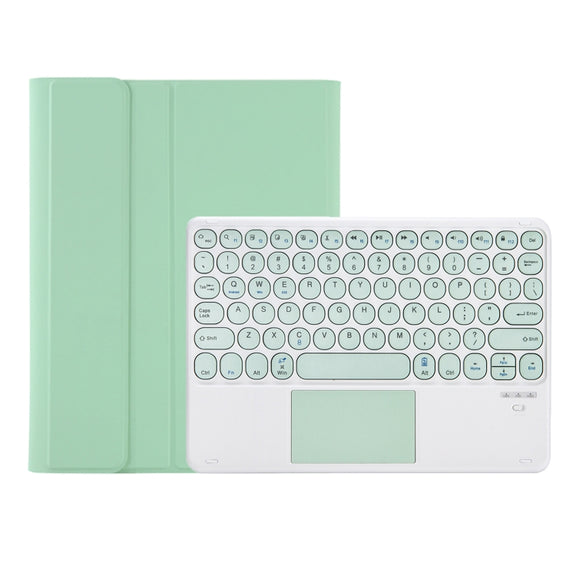 For Samsung Galaxy Tab S9 FE Candy Color TPU Round Keycap Touch Bluetooth Keyboard Leather Case(Light Green)