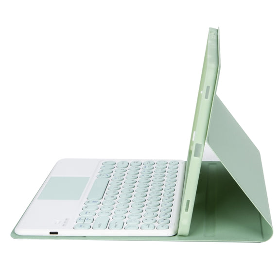 For Samsung Galaxy Tab S9 FE Candy Color TPU Round Keycap Touch Bluetooth Keyboard Leather Case(Light Green)