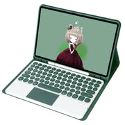For Samsung Galaxy Tab S9 FE Candy Color TPU Round Keycap Touch Bluetooth Keyboard Leather Case(Dark Green)