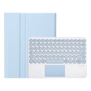 For Samsung Galaxy Tab S10 FE / S9 FE / S9 Candy Color TPU Round Keycap Touch Bluetooth Keyboard Leather Case(Ice Blue)