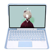 For Samsung Galaxy Tab S10 FE / S9 FE / S9 Candy Color TPU Round Keycap Touch Bluetooth Keyboard Leather Case(Ice Blue)