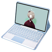 For Samsung Galaxy Tab S10 FE / S9 FE / S9 Candy Color TPU Round Keycap Touch Bluetooth Keyboard Leather Case(Ice Blue)