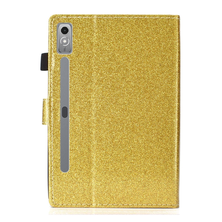 For Lenovo Tab P12 2023 / TB370FU Varnish Glitter Powder Smart Leather Tablet Case(Yellow)