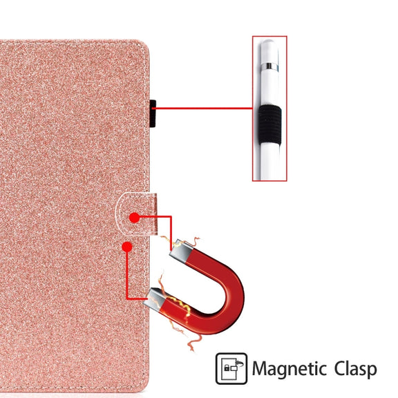 For Lenovo Tab P12 2023 / TB370FU Varnish Glitter Powder Smart Leather Tablet Case(Rose Gold)