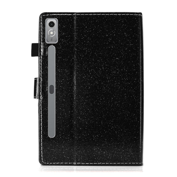 For Lenovo Tab P12 2023 / TB370FU Varnish Glitter Powder Smart Leather Tablet Case(Black)
