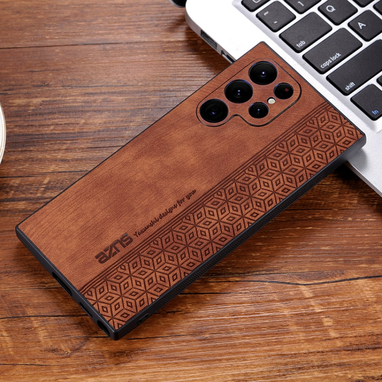 For Samsung Galaxy S24 Ultra 5G AZNS 3D Embossed Skin Feel Phone Case(Brown)