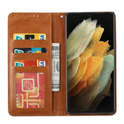 For Samsung Galaxy S25 Ultra 5G Knead Skin Texture Flip Leather Phone Case(Brown)